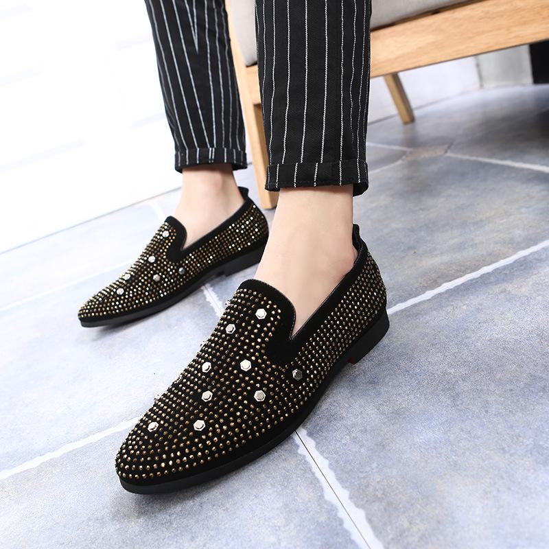 Mens Loafers Spring and Autumn New Fashion Men's Casual Shoes Rhinestone Crystal Europe Style Male Sneakers