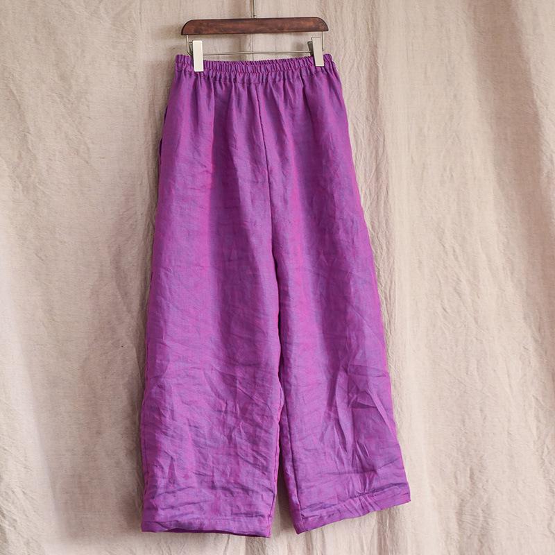 

Johnature Женские брюки с эластичной талией, повседневные широкие брюки, весна-лето, однотонные, винтажные, свободные длинные брюки One Size розы красного