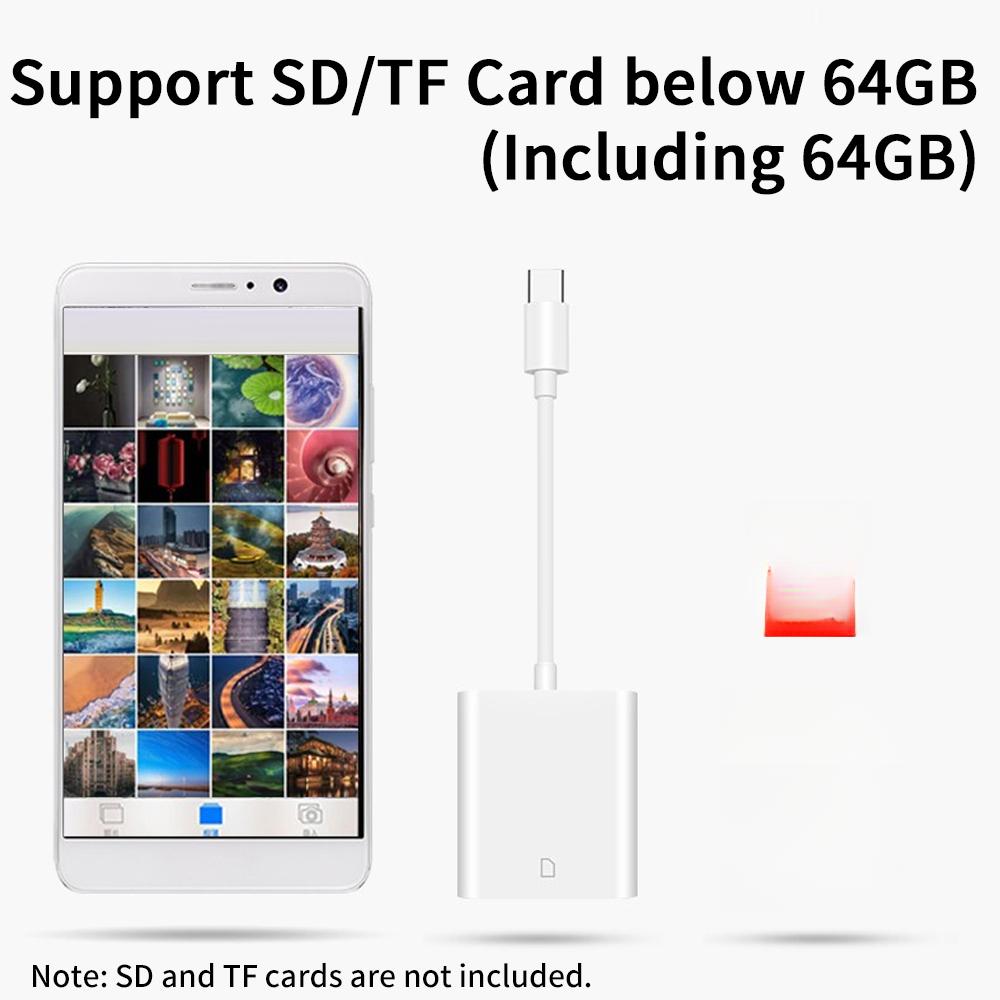 Type-C to SD Card Camera Reader Adapter SD Card Reader for Type-C Devices White