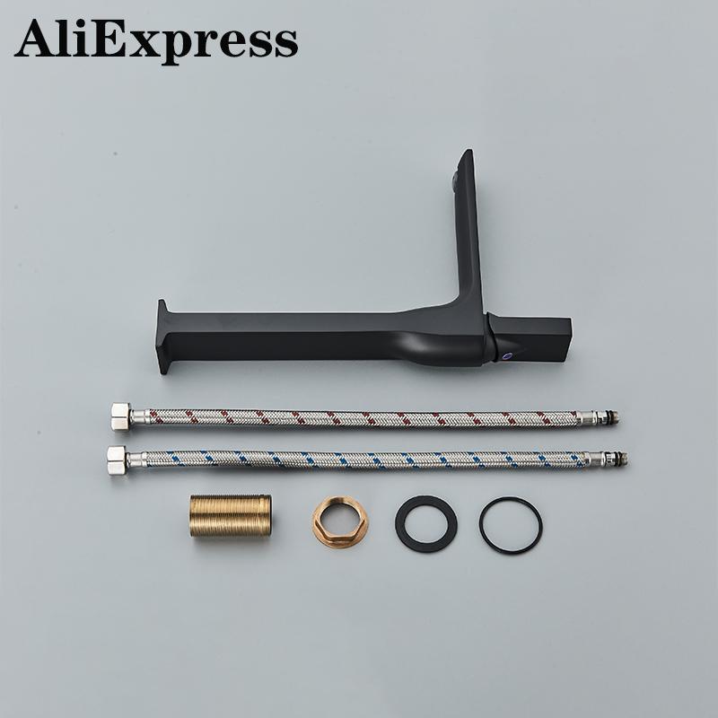 Bathroom Basin Sink Faucet Deck Mounted Square Brass Tall Mixer Single Handle Hot and Cold Water Mixer Tap