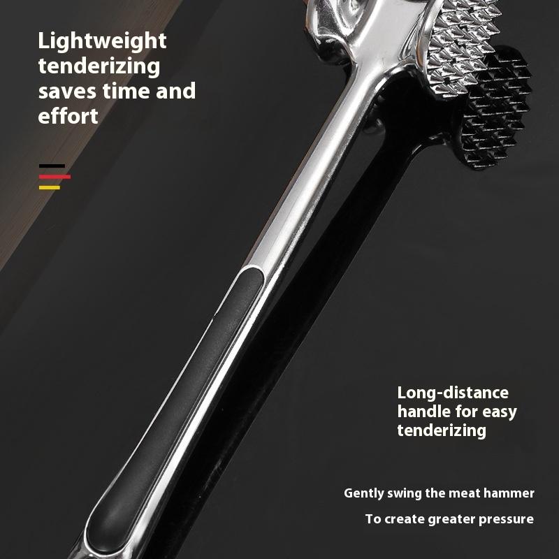 Meat Tenderizer Hammer, Zinc Alloy Solid Double-Sided Mallet with Stainless Steel Finish & Non-Slip Handle for Pounding