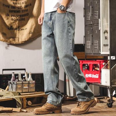 Men's American Retro Loose Straight Vintage Washed Jeans