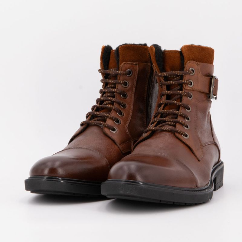 Bottines à lacets cognac avec zip Homme PIERRE CARDIN
