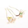 1Pcs U Shape Jade Orchid Hairpin For Women Vintage Chinese Style Wrapping Flower Hairpin Handmade Metal Jewelry Hair Accessory