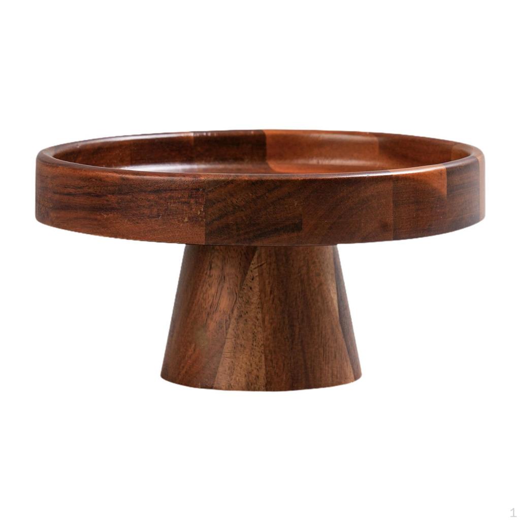 Massives Holztablett, Servierständer für Vorspeisen, Kuchenteller, mit hohem Fuß, für Obst, Snacks, Hochzeiten