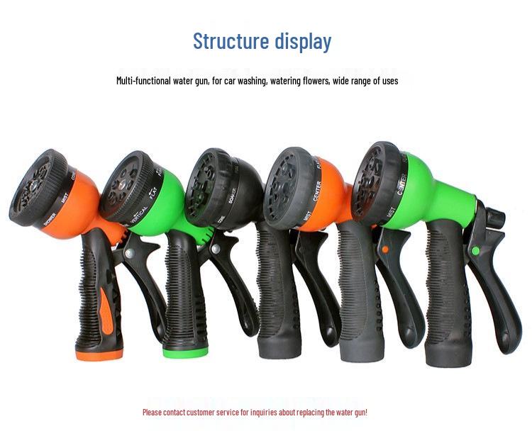 3x Telescopic High-Pressure Water Hose with 8-Function Nozzle for Car Wash and Garden Watering