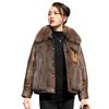 Women's Fashionable Faux Fur & Leather Jacket with Cotton Lining