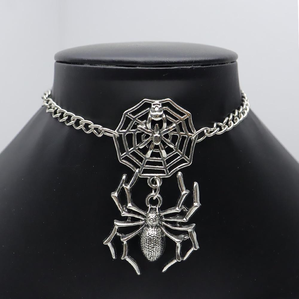 Grenzüberschreitende Gothic Spinnenhalskette: Dunkelstil Punk Halloween Schmuck