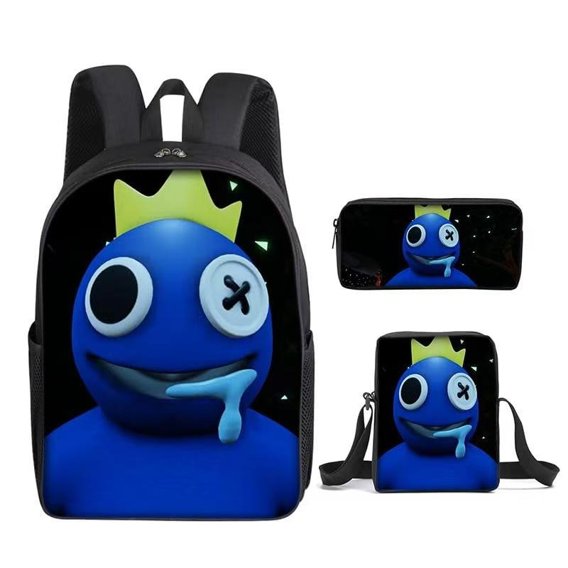 Rainbow Friends Three-Piece Set, Primary And Secondary School Students Satchel, Animation Cartoon Pencil Case, Large Capacity, And Wear-Resistant