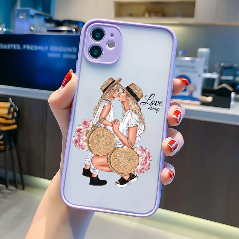 Super Mom Baby Girl Son Shockproof Phone Case For iPhone 13 12 14 15 11 Pro Max Mini 16 15 14 Plus 17 Pro Max Cartoon Back Cover