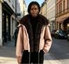 American retro lapel big fur collar cotton clothes  autumn and winter loose short suede loose and thin pie overcome
