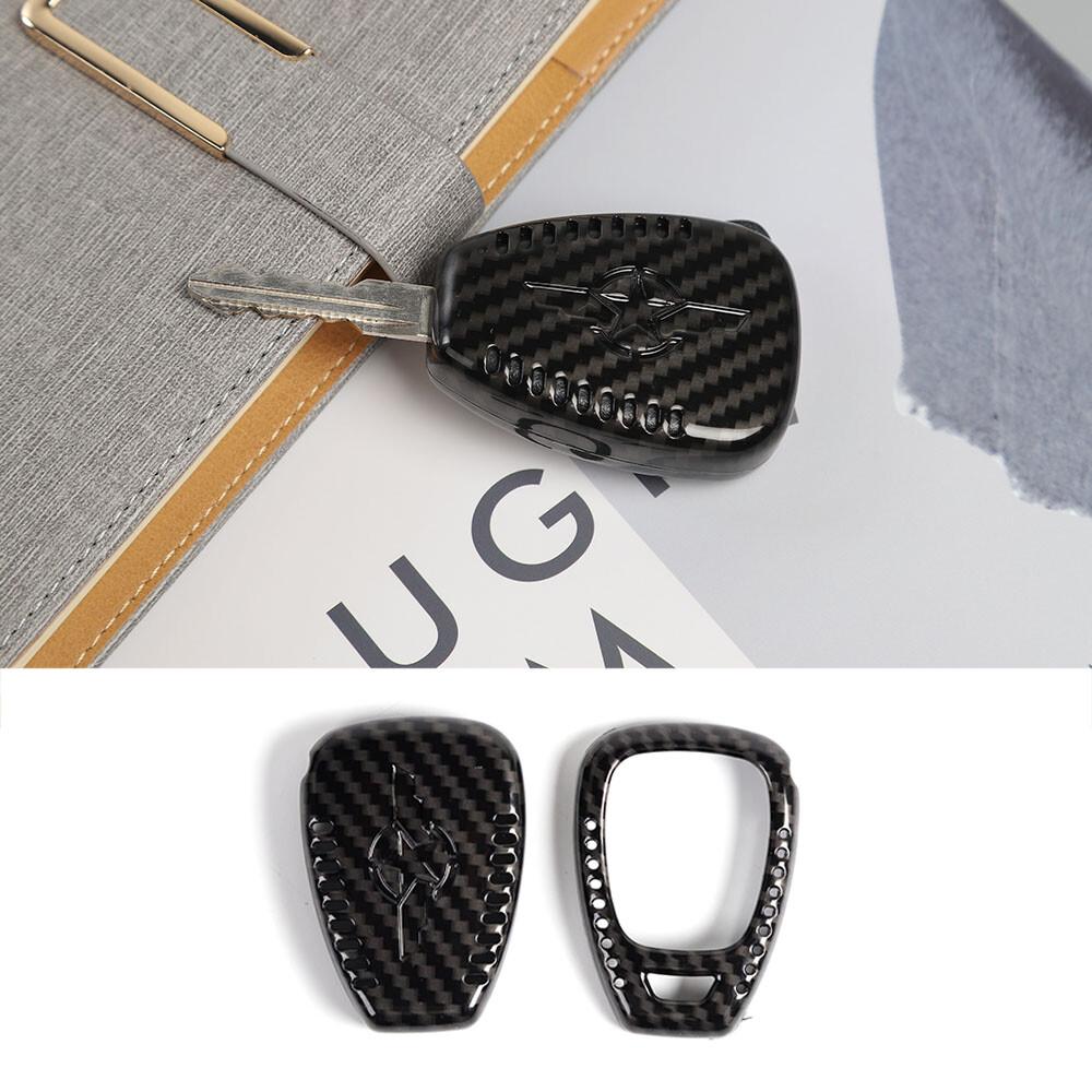 1pcs Car Key Fob Protect Cover Case Trim for Jeep Wrangler JK 07-17 Carbon Fiber