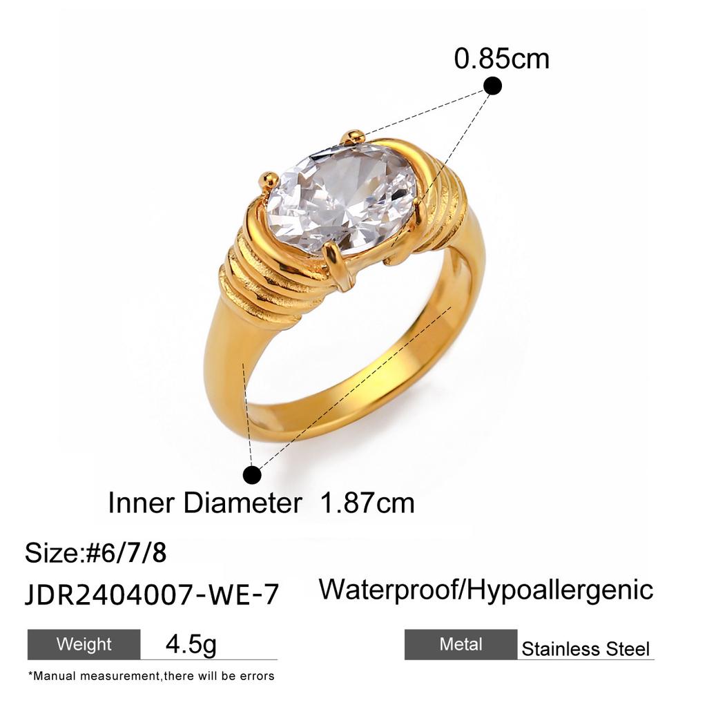 European and American rhinestone titanium steel ring niche design ring does not fade first stainless steel ring