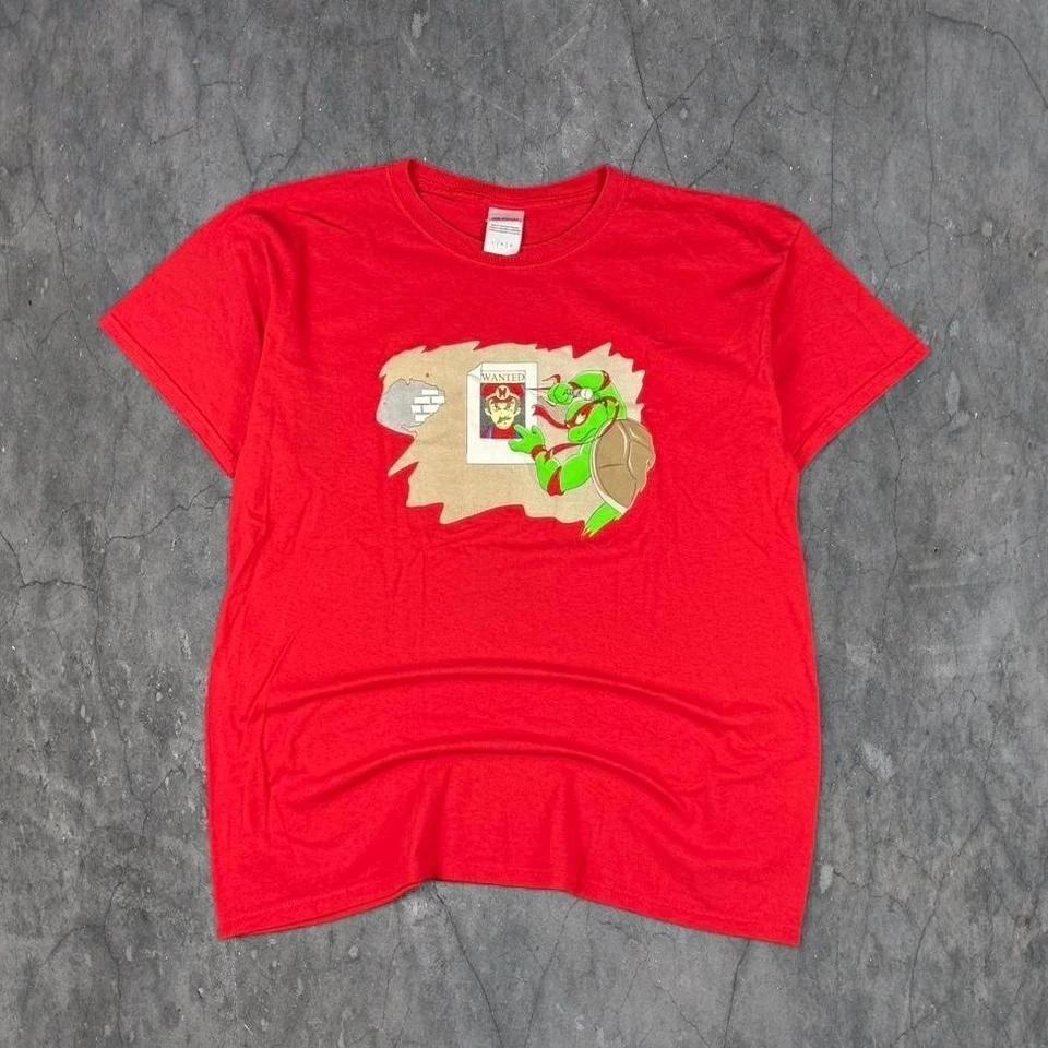 Red TMNT Donnie vs Mario tee Size L S