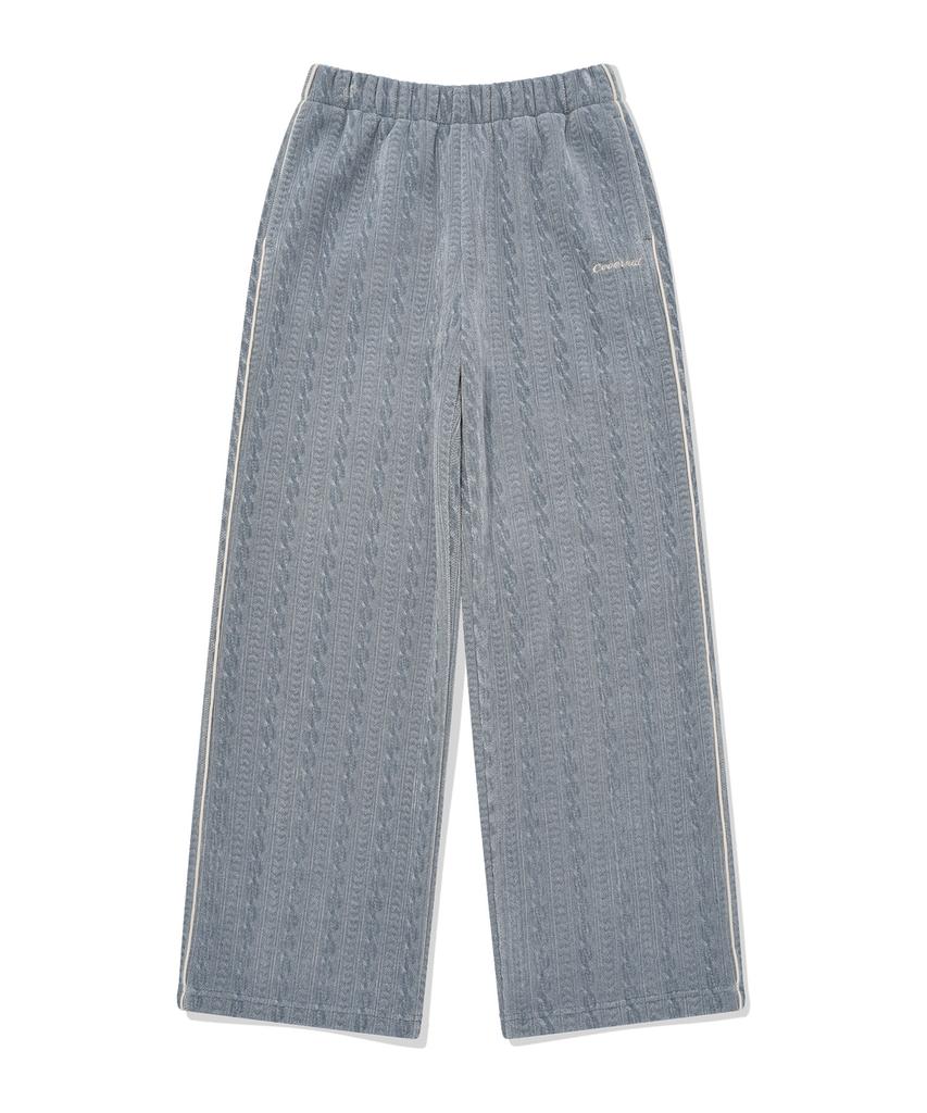 COVERNAT WOMAN Cable Fleece-Lined Elastic Waist Pants Ash Blue