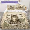 Set Copripiumino con Motivo Gatto Retrò Federa Decorazione per la Casa Regalo di Compleanno (1 * copripiumino + 2 * federe senza imbottitura)8
