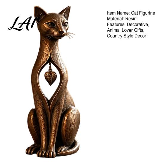 Bookshelf Decor Items Vintage Distressed Cat Figurine Rustic Animal Statue for Desk Shelf Home Country Style Decor Handcrafted Retro Ornament,