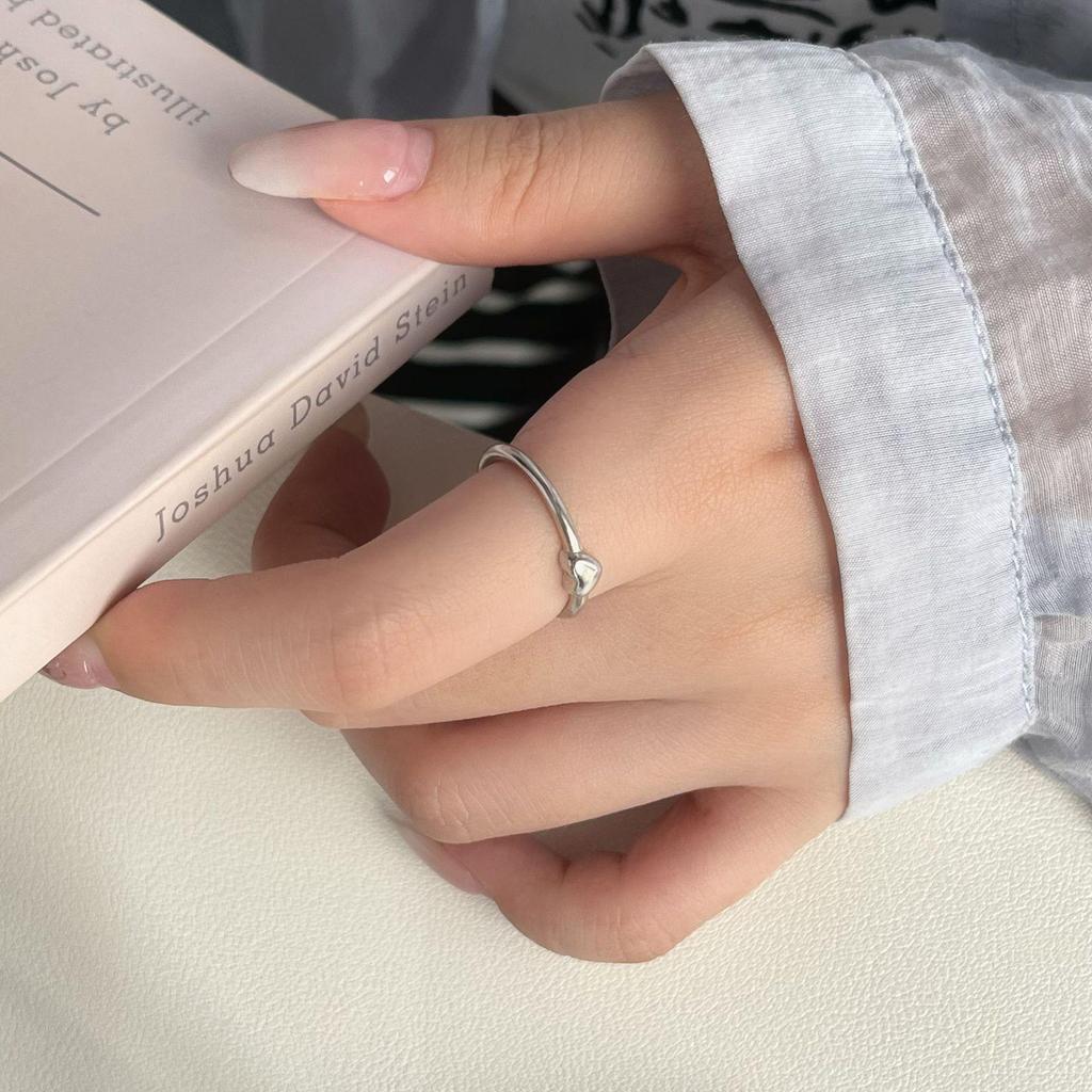 Korean Minimalist Heart Adjustable Open Ring - Ultra-Simple, High-End, Versatile, Fashionable, Personalized Finger Accessory