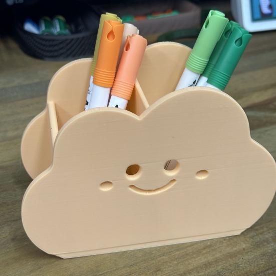 Storage Box Cloud Shape Waterproof Desktop Organizer with Rounded Edges Cute Macaron Colors Holder for Pens Makeup Brushes