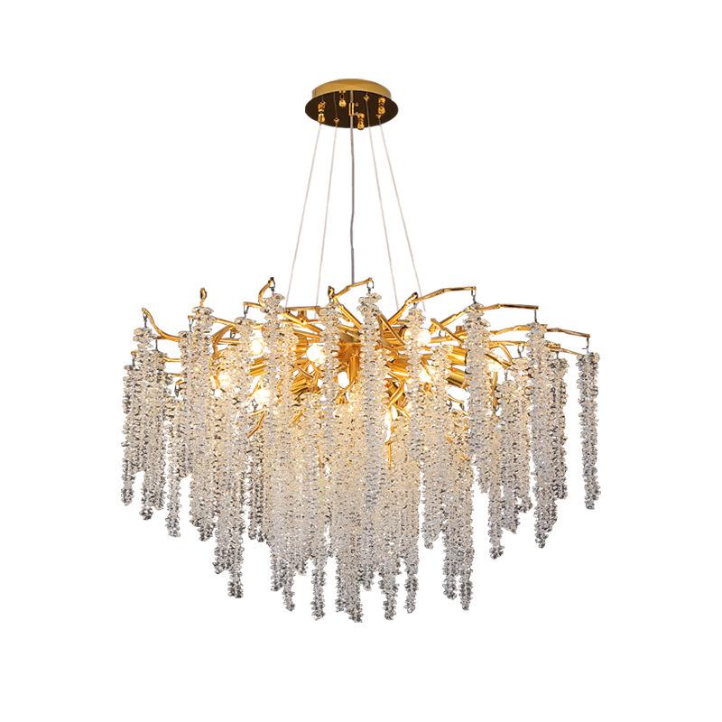 Star Crafts Luxury Crystal Chandelier with Octagonal Beads & Tassels for Living Room, Dining Room, Bedroom