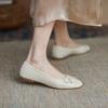 Soft leather single shoes women's spring and summer new round head soft sole Mary Jane flats bow light mouth ballet small red shoes