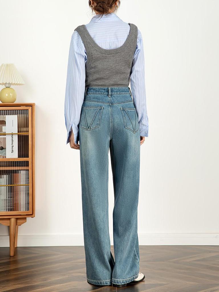 Big Cow Creative Women's 2026 High Waist Wide Leg Jeans - Straight Floor-Length Pants