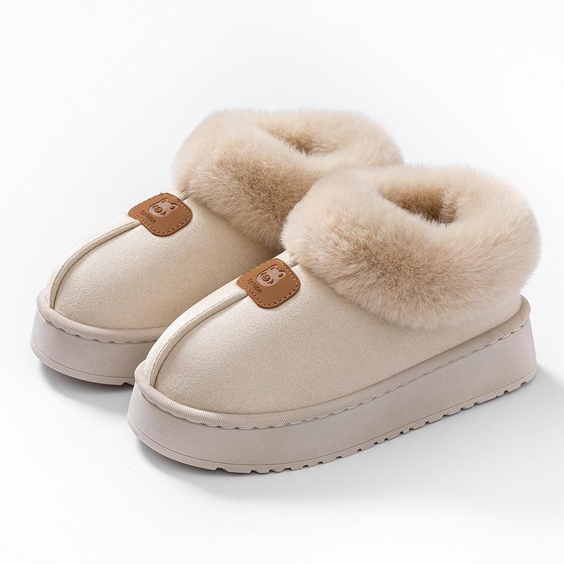 Bag Heel Cotton Slippers Women's Autumn and Winter Indoor Velvet Warm Confinement Shoes Thick Sole Outer Wear Cotton Shoes Plush Snow Boots