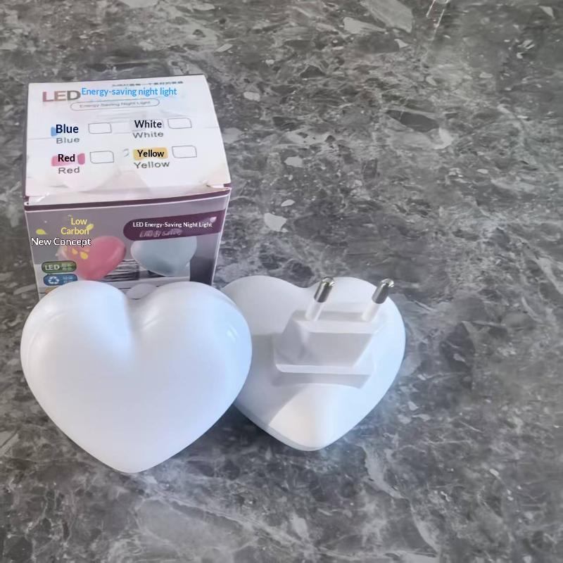 Heart Shaped Sensor Control LED Night Light With Light Sensing Function Soft Glow Plug In Night Lamp For Bedroom And Hallway