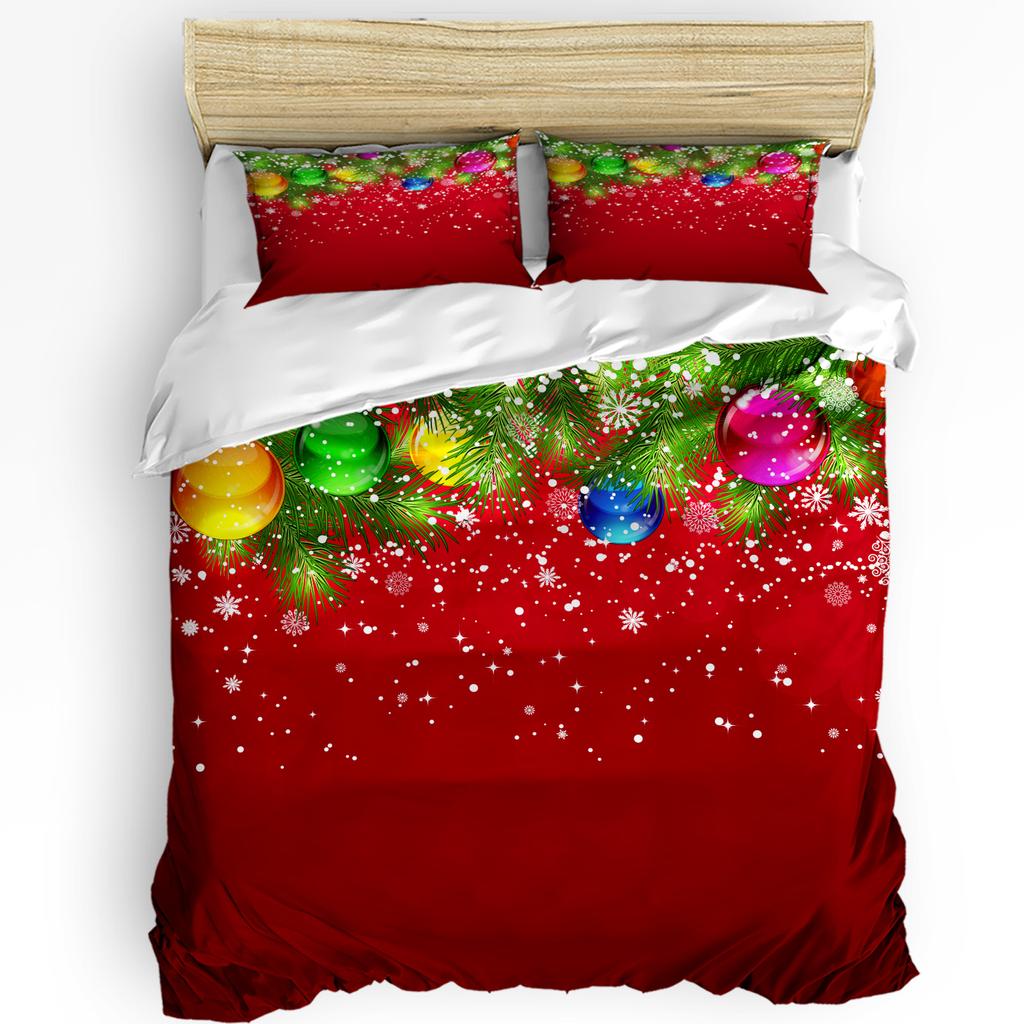 Christmas Tree Gifts Santa Claus Bells Snowflakes 3pcs Bedding Set For Bed Home Textile Duvet Cover Quilt Cover Pillowcase