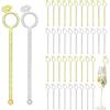 30 Pcs 6 Inch Diamond Ring Coffee Stirrers Reble Cocktail Wedding Drink Stirrers Golden Silver Plastic Beverage Swizzle Stick for Wedding Party