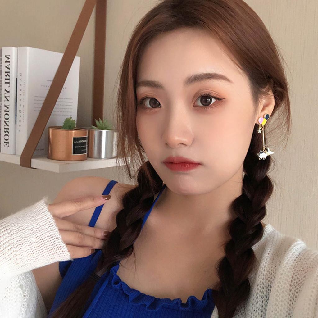 Colorful Balloon Earrings Cat Shaped Stud Ear Rings Heart Star Women Earwears