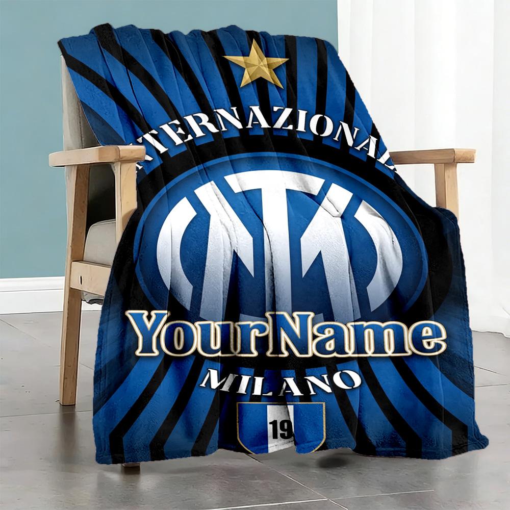 Inter Milan Customize Your Name Blanket Throw Personalized Blanket Soft Warm Cozy Throw For Sofa Living Room Office Chair Bedding Ideal for All Season