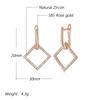 Geometric Rhombus Full Natural Zircon Hoop Earrings For Women  Rose Gold Color Daily Fine Elegant Female Jewelry