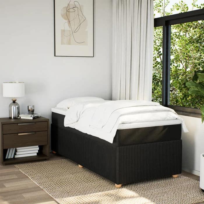 VidaXL Sommier à lattes de lit avec matelas Noir 100x200 cm Tissu 3285548