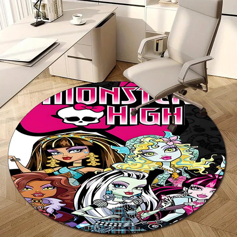 1pc Monster High Draculaura2 Design Printed Area Round Carpet for Bedroom Living Room Home Decor Rugs Mat Non Slip Mat Rug for Bedside