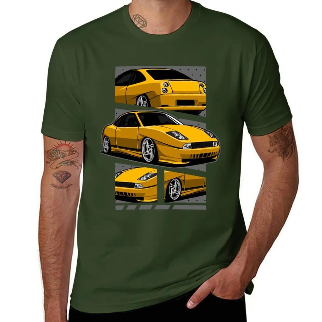 Fiat Coupe 20V Turbo Yellow TShirt graphics korean fashion blacks tshirts for men 2025 new model