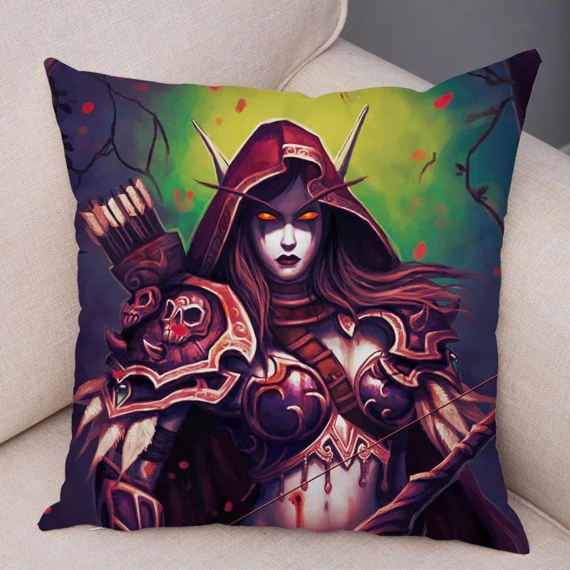 WOW Illidan Cushion Cover Decor Hot Game Hero Printed Pillow Covers for Sofa Home Pillow Case Super Soft Short Plush Pillowcase
