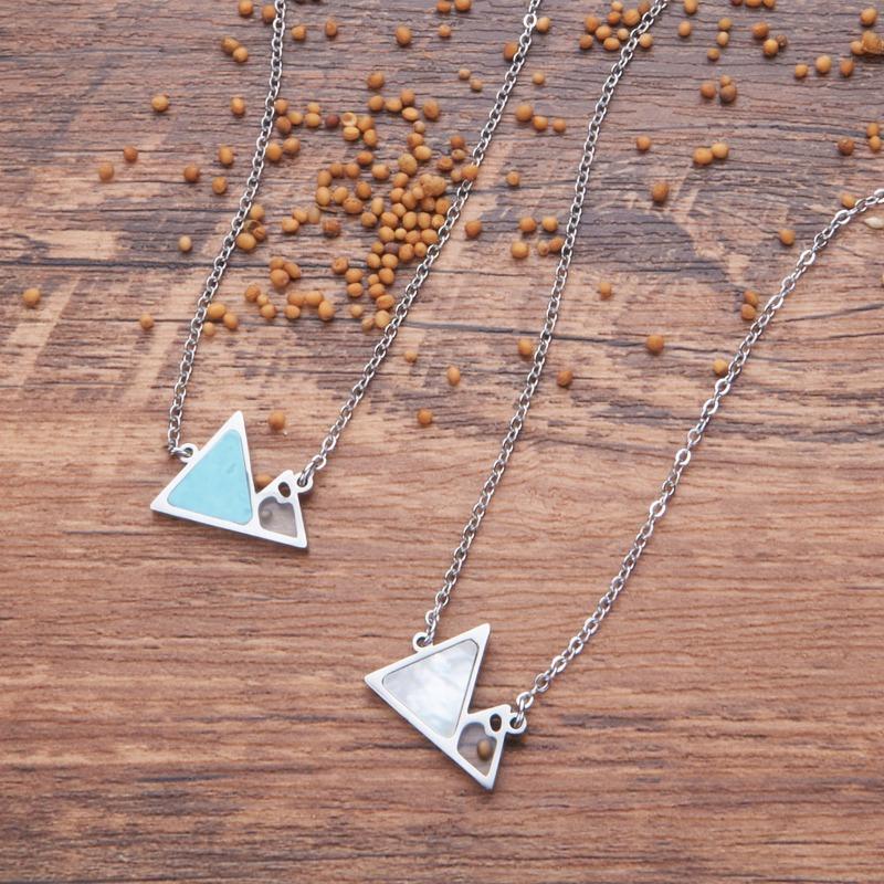 Minimalist Simple Faith Stainless Steel Turquoise Mustard Seed Pendant Necklace