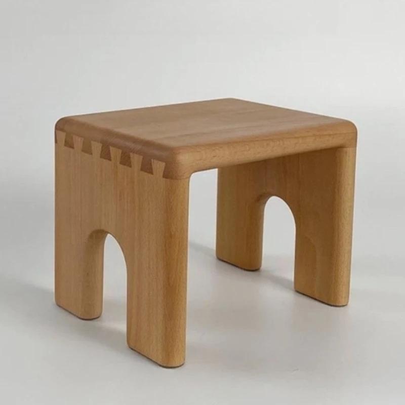Nordic Ottomans Solid Wood Morden Stools Portable Mini Stool Children Interior Bedroom Ottomans Furniture for Living Room