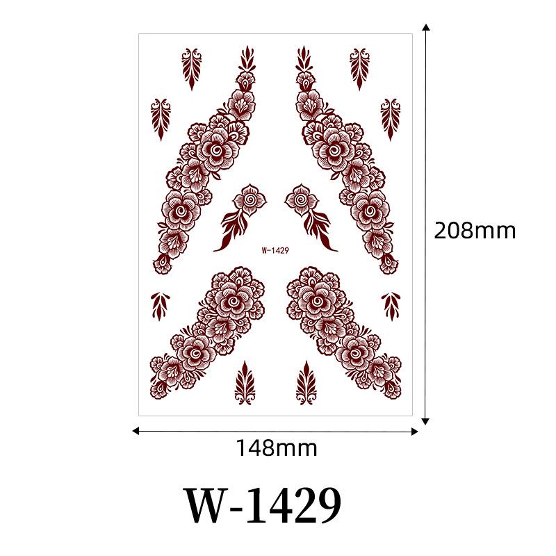 Zhengxiang 2025 Waterproof Brown Floral Lace Henna Tattoo Sticker