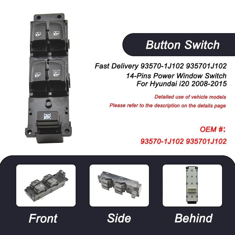 For Hyundai i20 2008 2009 2010 2011 2012 2013 2014 2015 Fast Delivery 93570-1J102 935701J102 14-P Power Window Switch