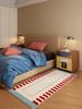 Blue Retro Checkered Bedroom Bedside Blanket, Living Room Floor Mat, And Chinese-Style Carpet For Home Decoration