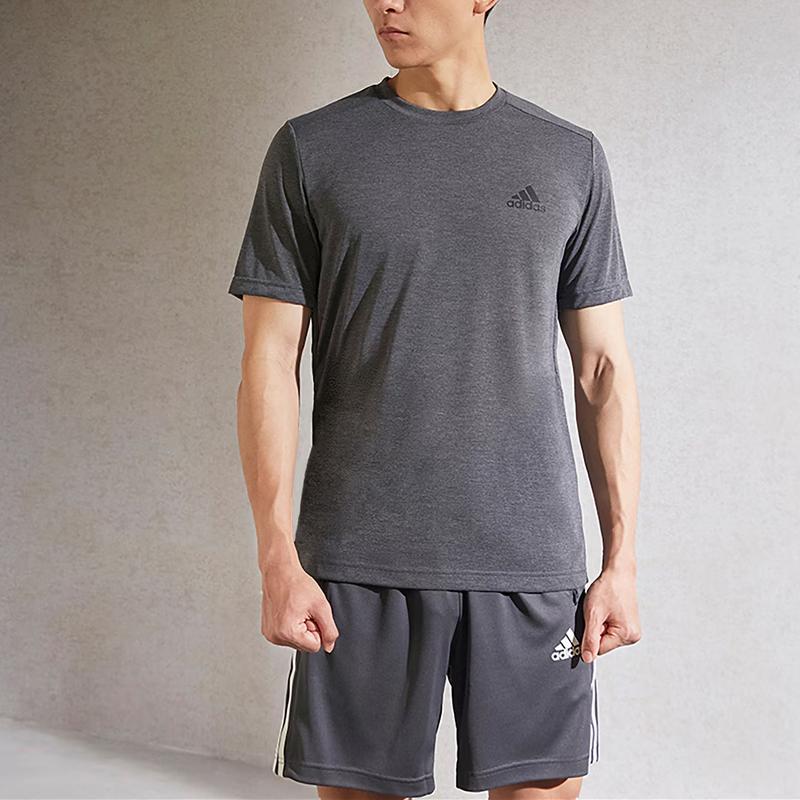 adidas Aeroready Designed To Feelready Solid Color Logo T-Shirt Men Tops Dark-Hemp-Gray GT5554