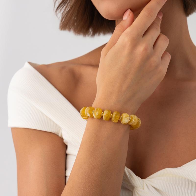 Trendy Y2K Aesthetic Smudge Resin Bead Chain Necklace Lightweight for Women Summer Beach Wear Jewelry Gift