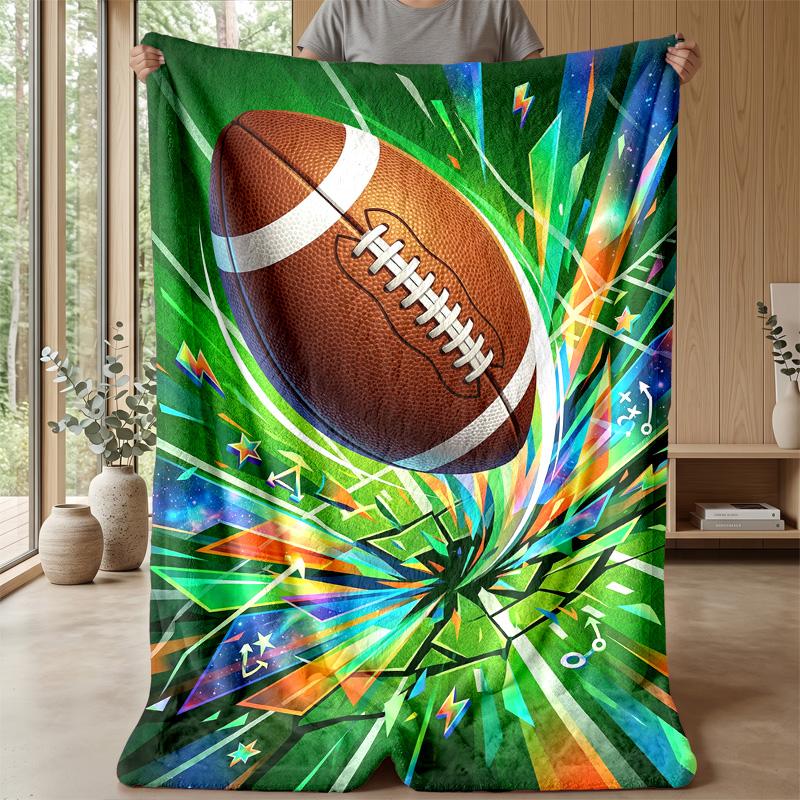 Football and Leopard Print Theme blanket Lightweight Warm Flannel Blanket Decorative Throw Blanket for Home Decoration