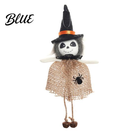 Festive Halloween Ornament Hanging Decoration Spooky Pumpkin/Ghost/Witch/Black Cat Doll with Scary Witch Burlap Skirt for Haunted House
