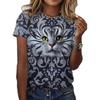 Summer Round Neck 3D Cat Print Top Fashionable Casual Short Sleeved Women's T-shirts