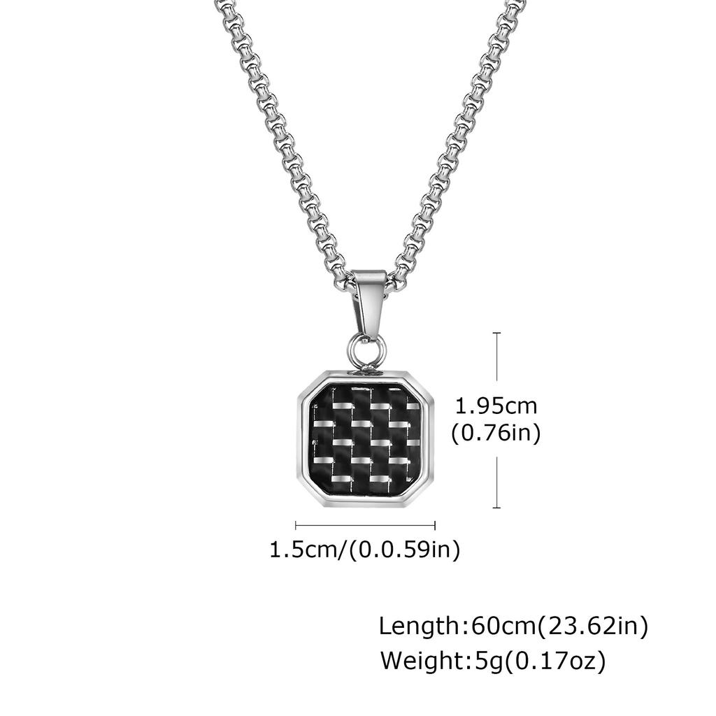 Stainless Steel Square Pendant Men, Sweater Stacked Necklace, Natural Tiger Eye Sweater Chain Nc-892