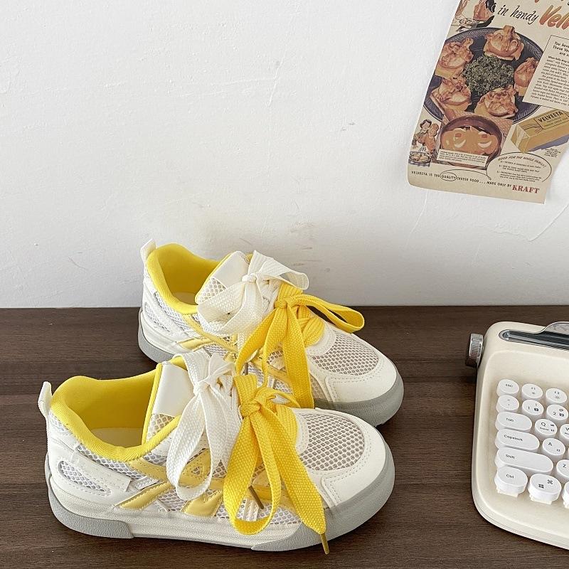 Niche design thin sports board shoes summer new transparent net little white shoes women