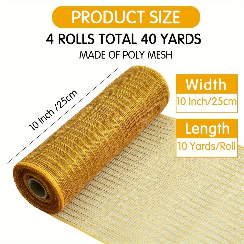 120 piedi Polipropilene Confezione da 4 Rotoli di Nastro Decorativo a Rete Necessari per Corone, Addobbi per Albero e Decorazioni per Porta, Perfetti per Pasqua, Ringraziamento